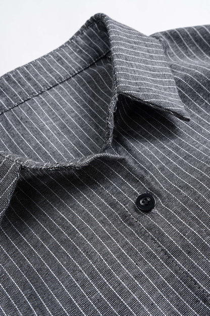 Stripes Print Button Long-Sleeve Shirt