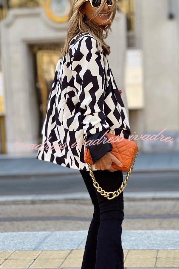 Uptown Girl Printed Pocketed Blazer