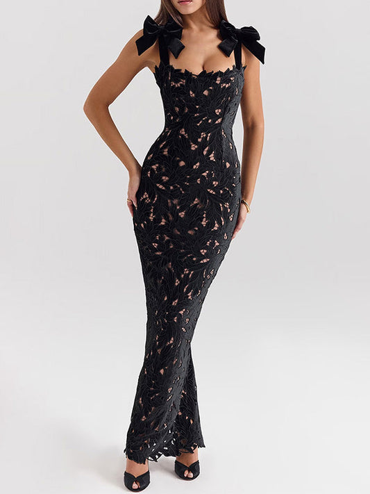 Stylish Elegant Bow Split Dress