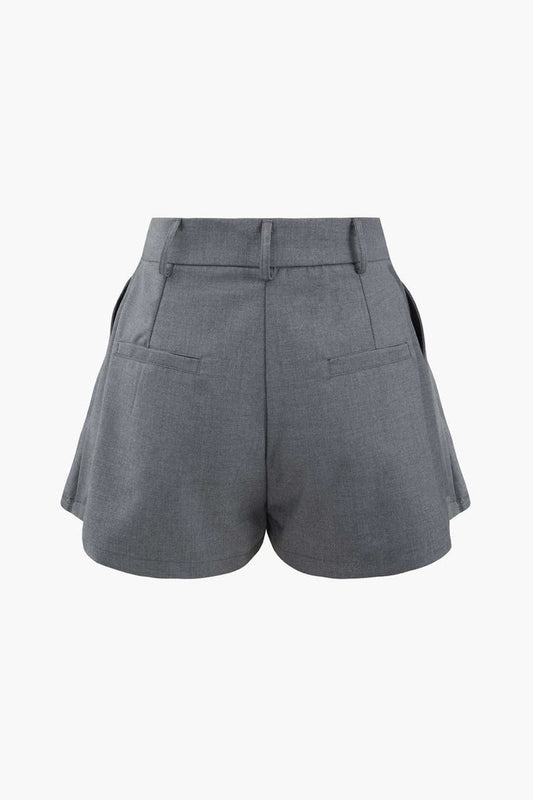 Contrast Waist Pleated Shorts