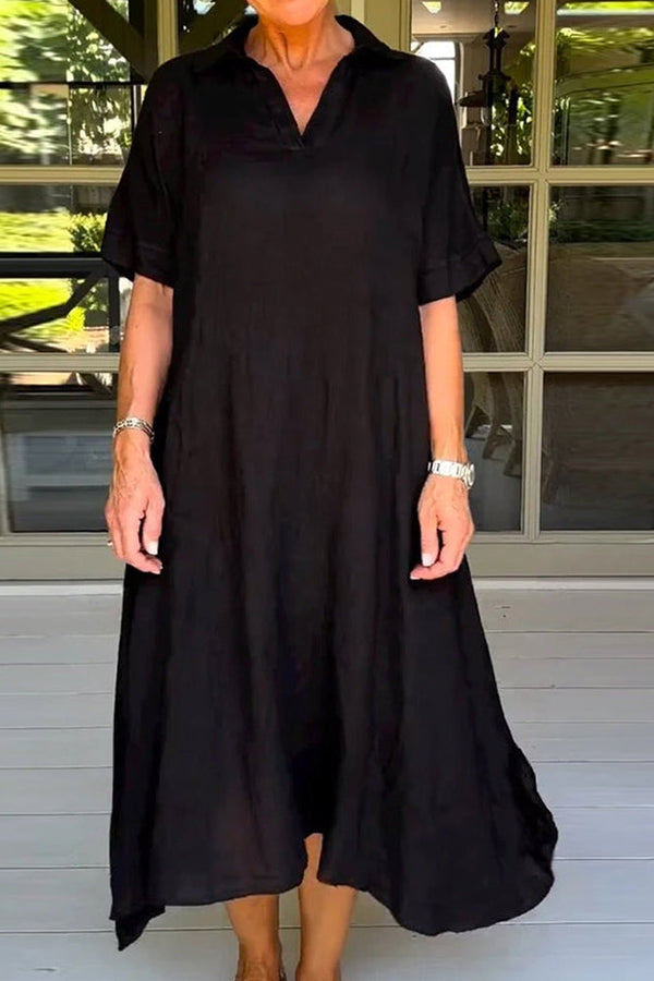 Vestido midi elegante, liso y de media manga 