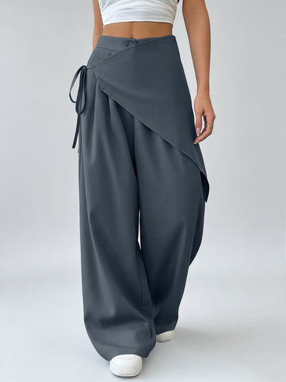 Daily Black Wrap Casual Pants