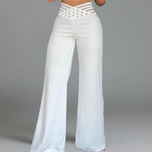 Casual Hollow High Waist Loose Wide Leg Pants