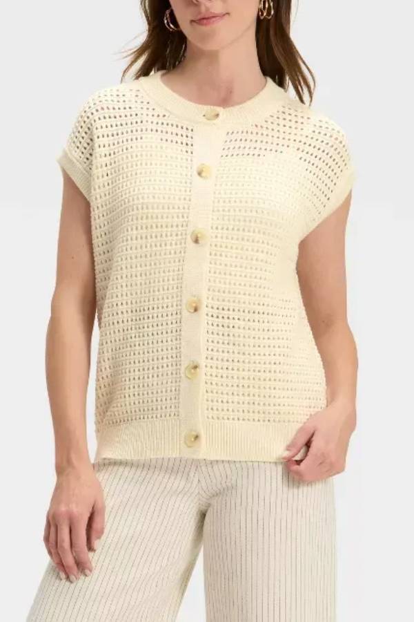 Chaleco de punto pointelle para mujer