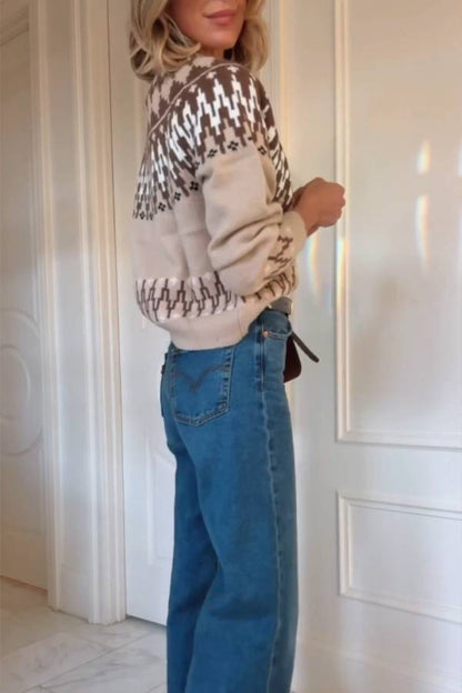 Suéter tipo cárdigan con botones y pelo de isla 