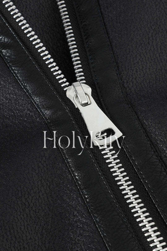 Faux Shearling Leather Vest