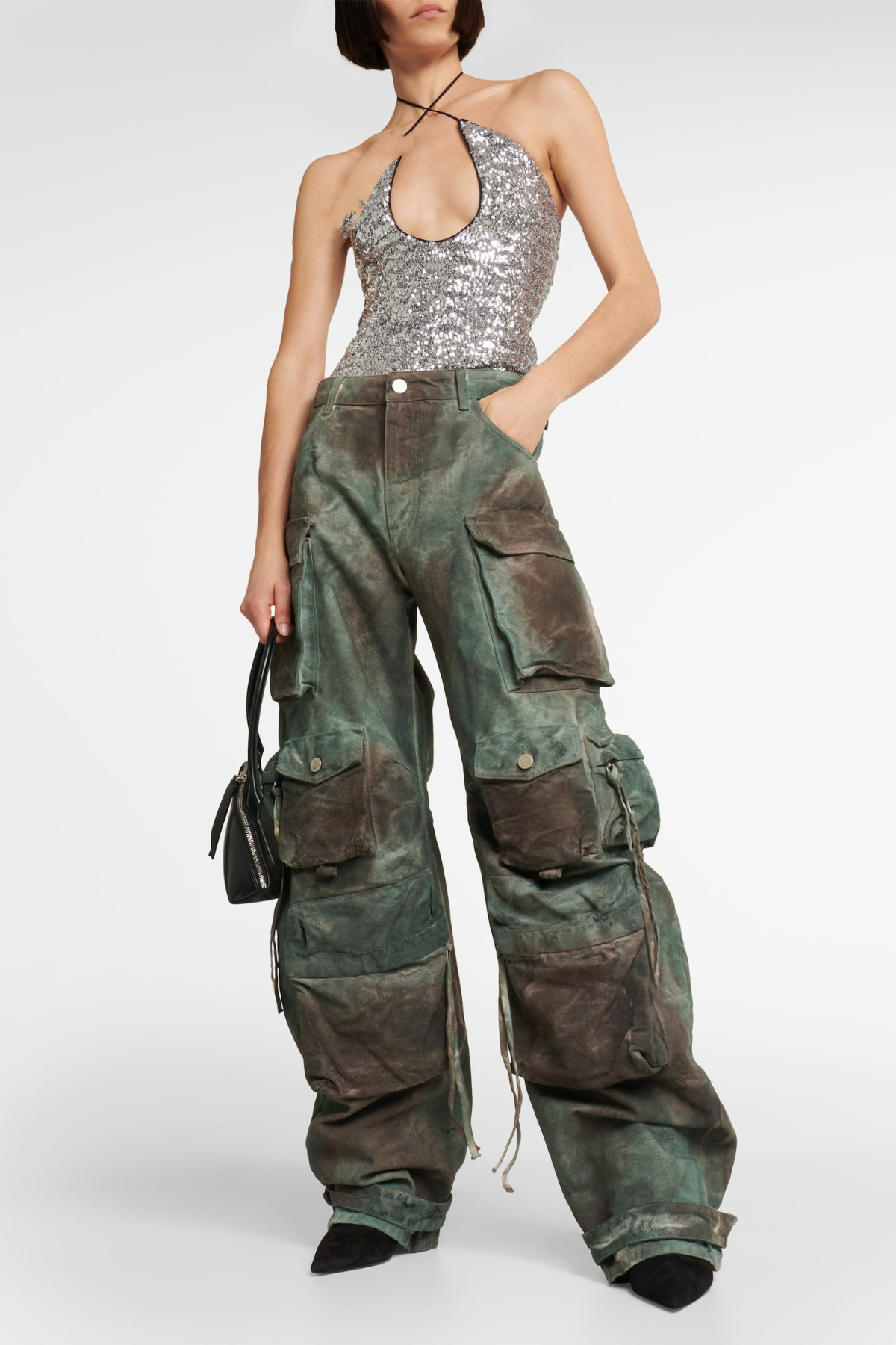 Kynlee Distressed Cargo Denim Jeans