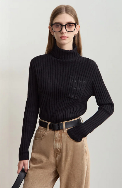 Ribbed Turtleneck Sweater | Soft Cashmere Blend | Fitted Silhouette