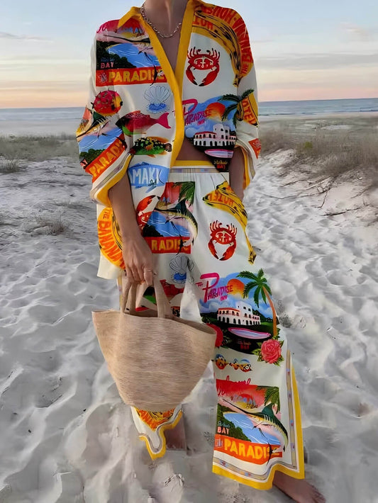 Fashion Casual Holiday Style Unique Print Set