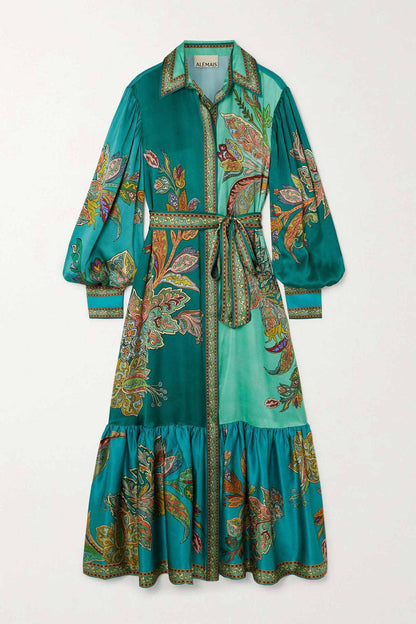 Satin Floral Print Dress