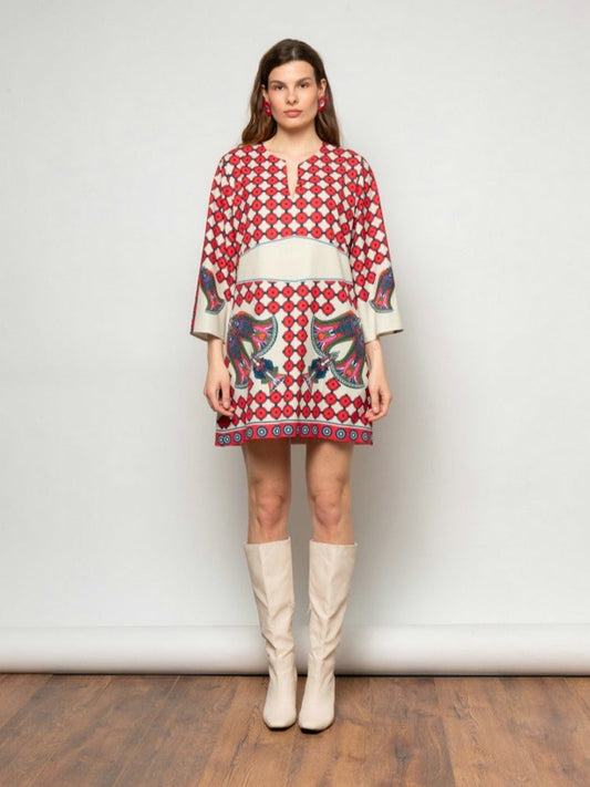 Bohemian Print Mini Dress