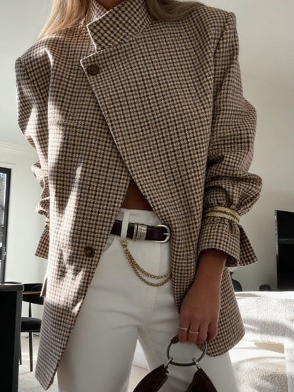 Vintage Plaid Structured Blazer