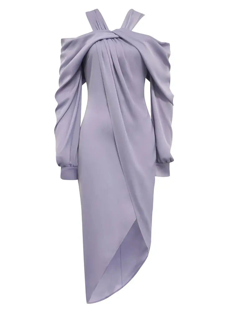 Sexy Halter Asymmetric Evening Gown