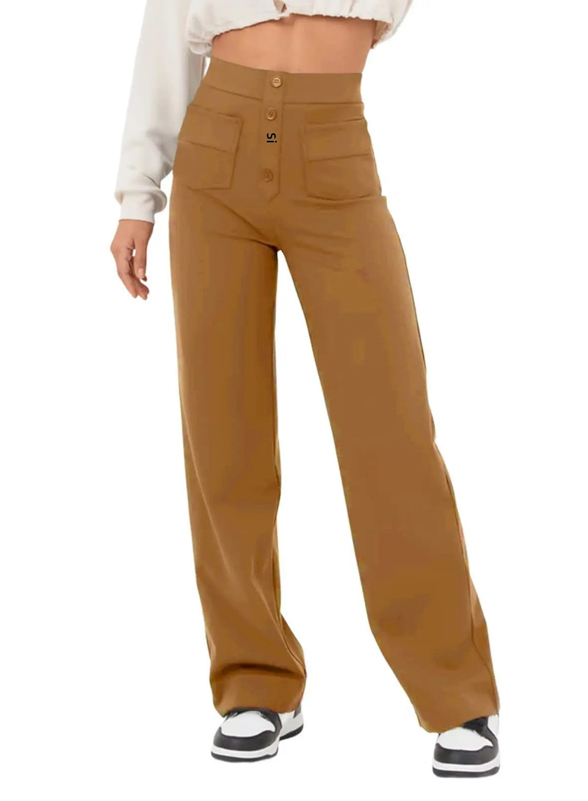Maison High-Waist Wide-Leg Trousers with Pocket Detailing
