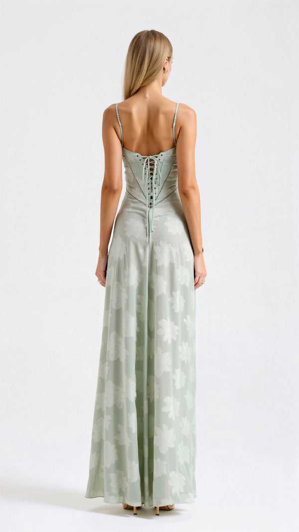 Nocturne Naya Lace Maxi Dress | Sheer Overlay | Spaghetti Straps