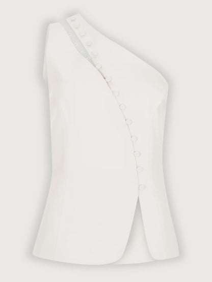 Ascent One-Shoulder Button Detail Top