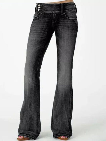 Vintage Light Washed Distressed Pocket Flare Leg Pants