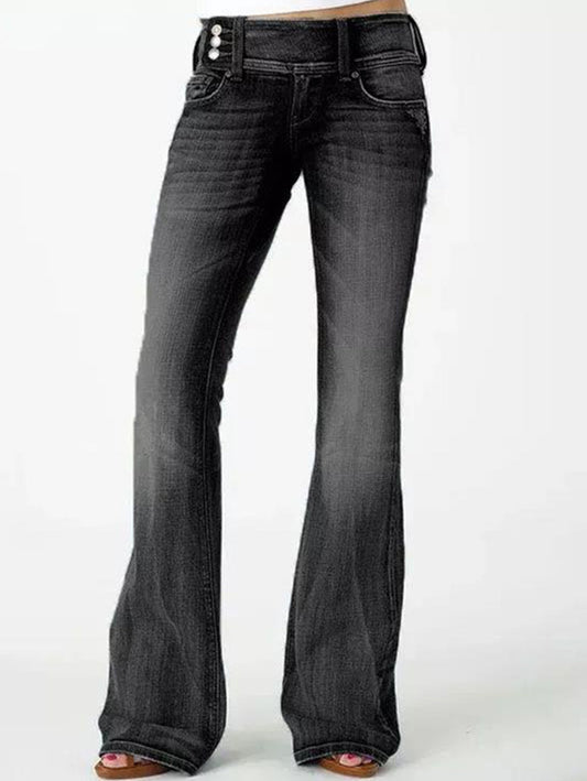 Vintage Light Washed Distressed Pocket Flare Leg Pants