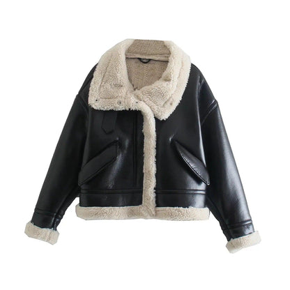 Faux Shearling Aviator Jacket | Short Fit | Contrast Collar