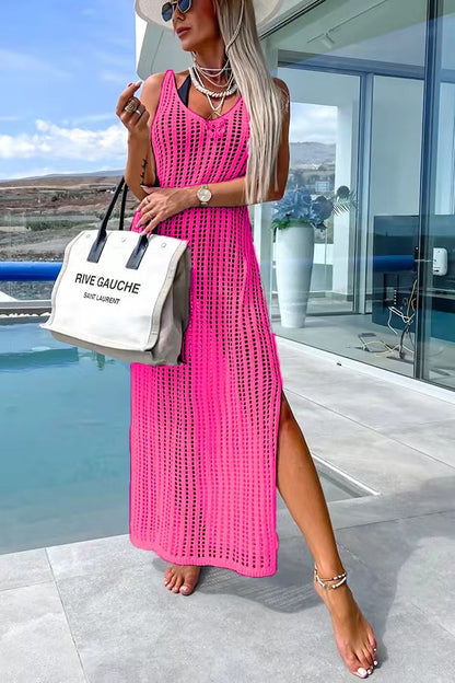 Vestido largo de crochet con espalda cruzada de Deserted Island 