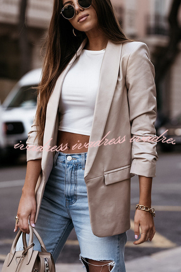 Don't Rush It Street Style PU Blazer Jacket