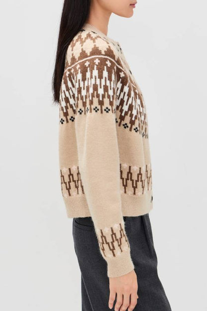 Suéter tipo cárdigan con botones y pelo de isla 