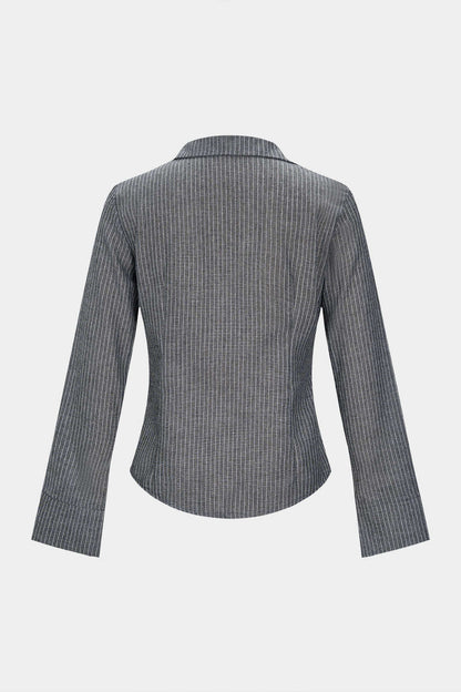 Stripes Print Button Long-Sleeve Shirt