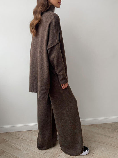 Lazy Thickened Knit Pants Suit