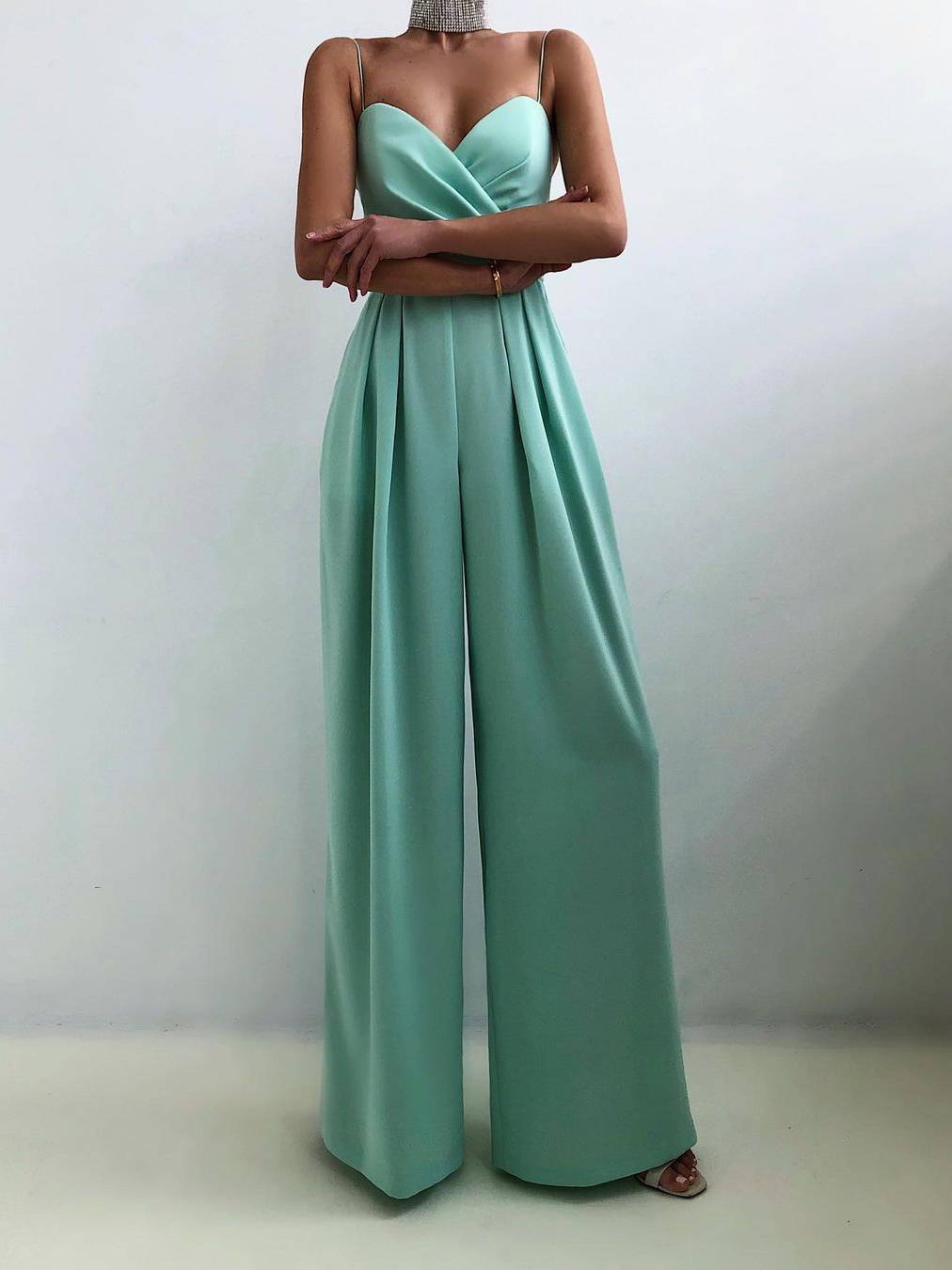 Suspender Tight Waist Straight Mopping Minimalist Jumpsuit