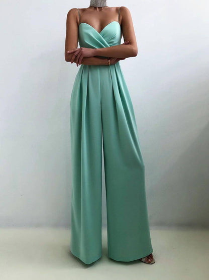 Suspender Tight Waist Straight Mopping Minimalist Jumpsuit