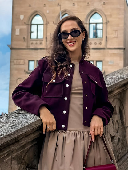 Fashion Slim-Fit Stand Collar Retro Casual Short Jacket