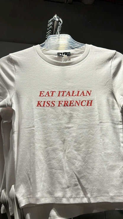 "Eat Italian Kiss French" Baby Tee