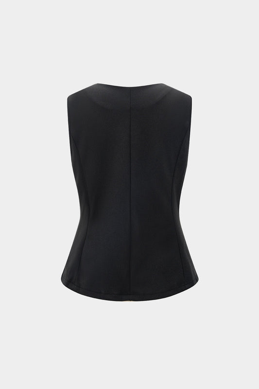 Solid Metallic Button Vest