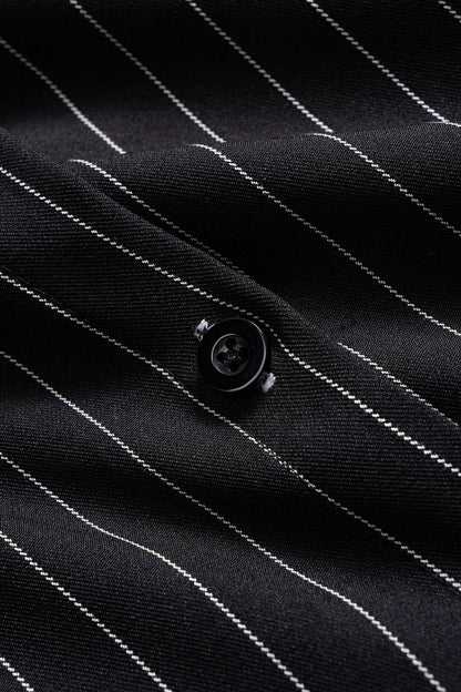 Stripes Print Button Patchwork Long-Sleeve Shirt