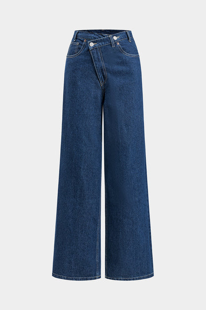 Button Wide-Leg Jeans