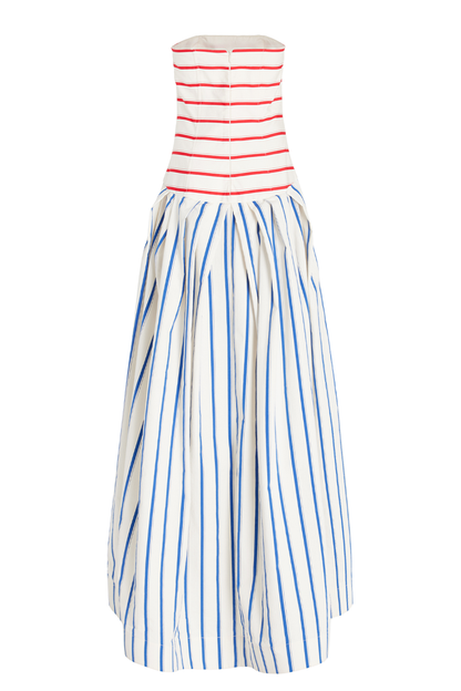 Bandeau Striped Print Sling Maxi Dress