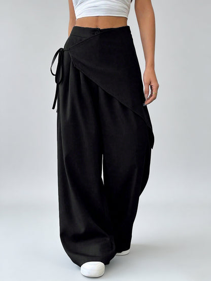 Daily Black Wrap Casual Pants