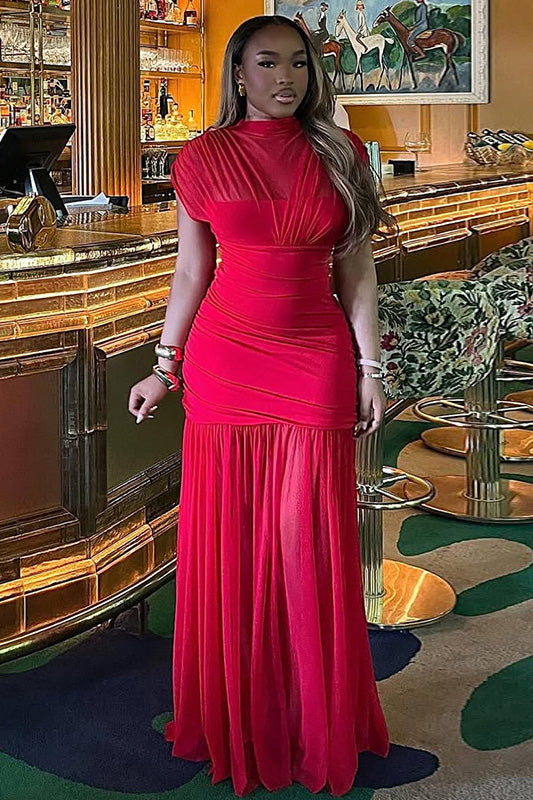 Timeless Solid Fishtail Maxi Dress