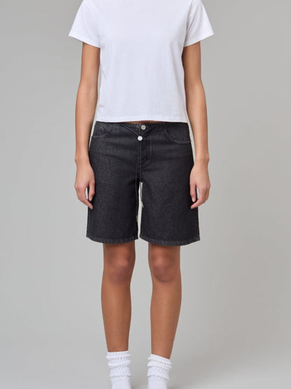 Adjustable  Stretch Denim Shorts