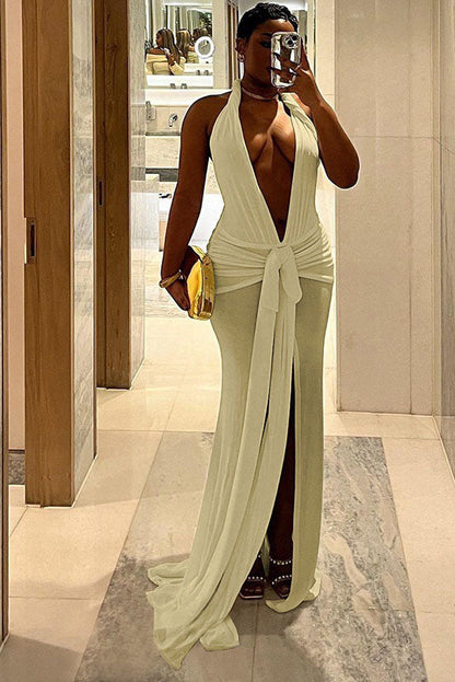 Summer New Slim Fit Tie-Backless Maxi Dress