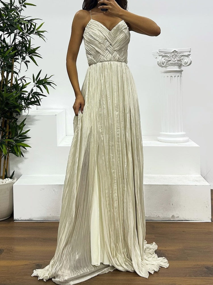 Pleated Sleeveless Maxi Dress