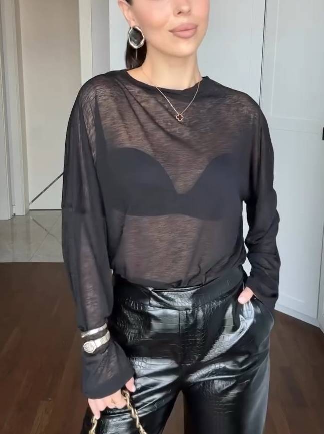 Minimalist Perspective T-shirt And Leather Pants Suit