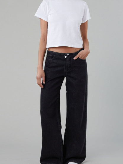 Adjustable Drawstring Low-Rise Jeans