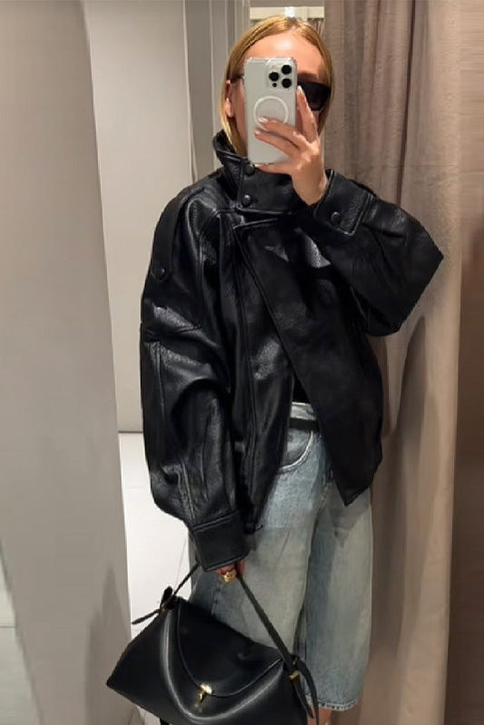 Matte Crinkle PU Jacket