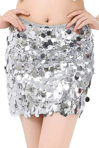 Shiny Sequin Bodycon Mini Skirt