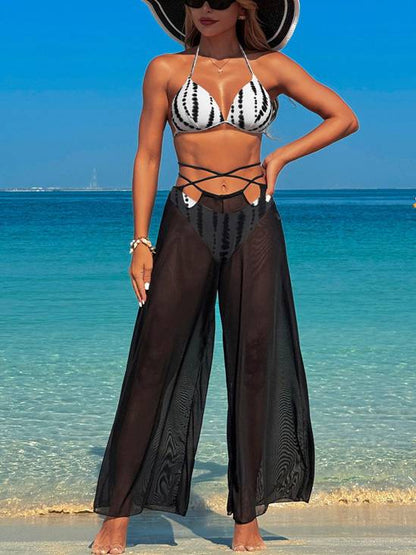 Bikini Wide-Leg Pants Three-Piece Set