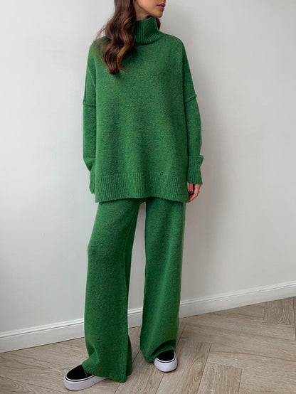 Lazy Thickened Knit Pants Suit