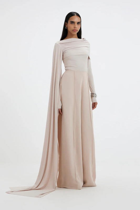 Elegant Draped Wide Leg Pants Set