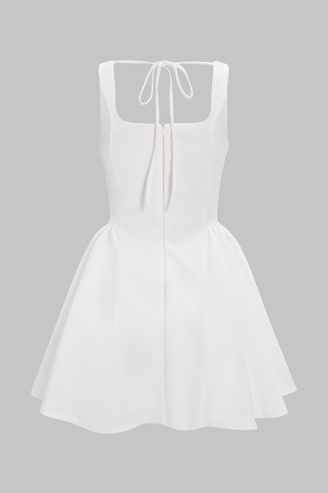 Square Neck Rhinestone Ruched Sleeveless Mini Dress