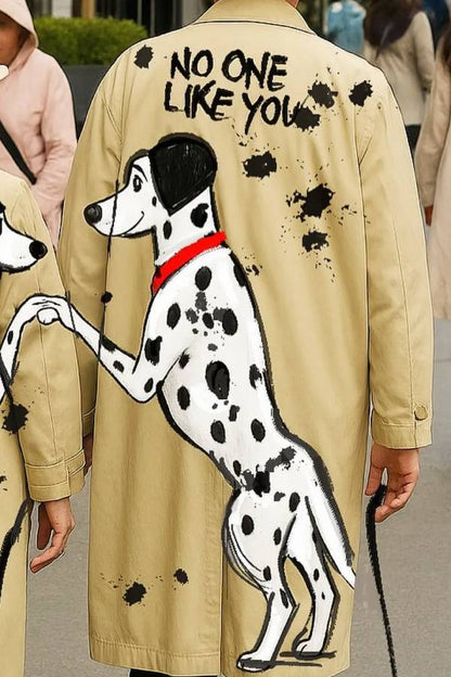 Chaqueta de pareja con estampado de perro y cuello 